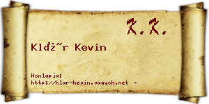 Klár Kevin névjegykártya